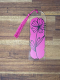 Bookmark - Pink Background Black Flower