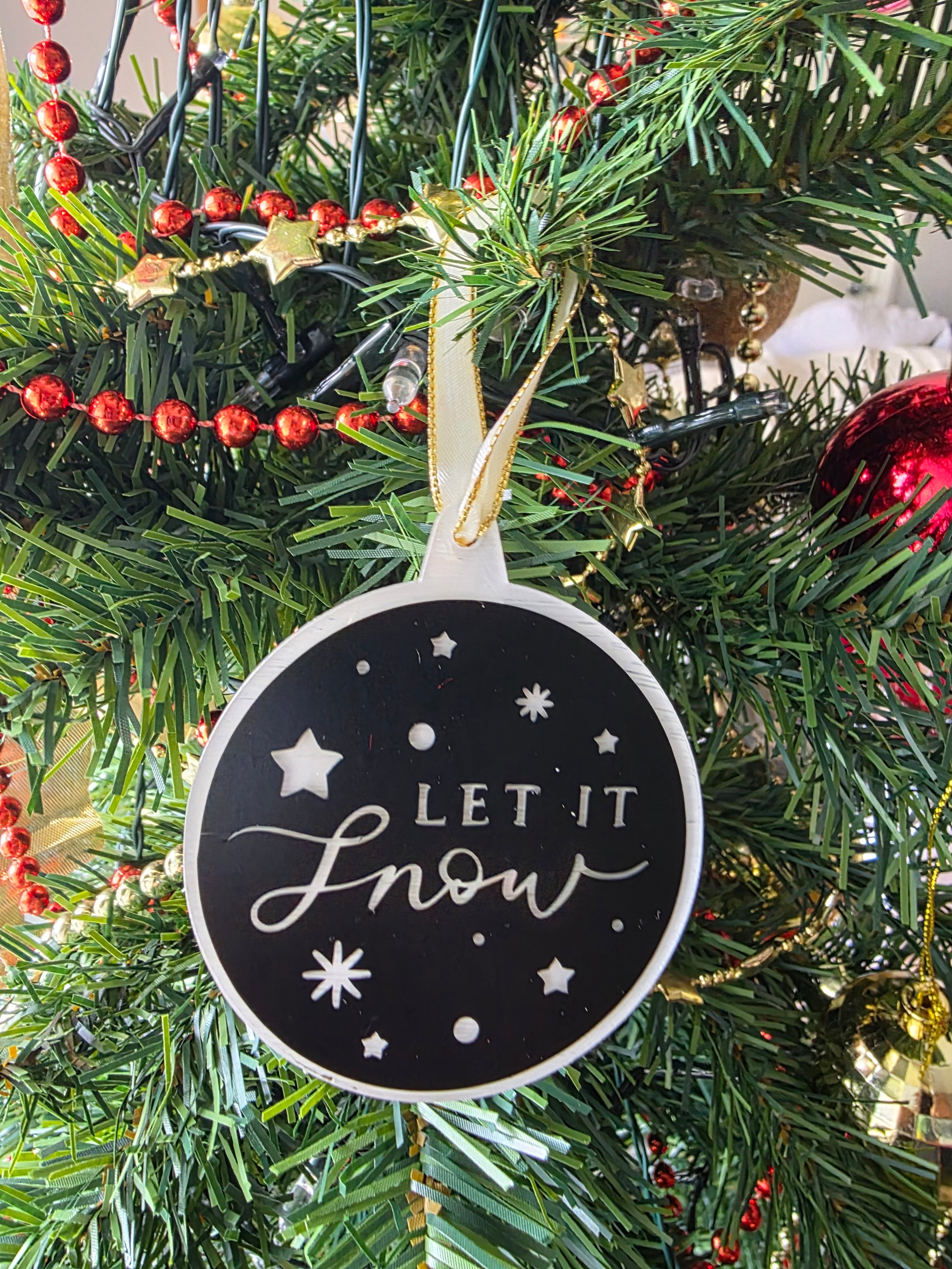 Ornament - Black Let it Snow